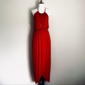 Red Scoop Neck Dress